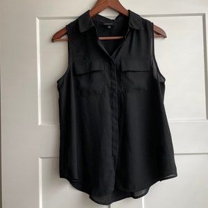 Who What Where - Black Button Down Blouse - Women's Small